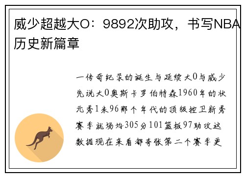 威少超越大O：9892次助攻，书写NBA历史新篇章